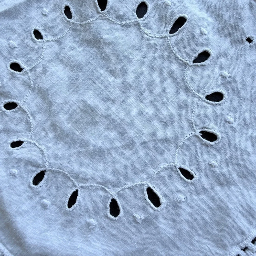 Vintage White Lace Doily Set 4 Piece Crocheted Eyelet Battenburg Mixed Lot